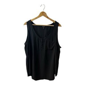 Torrid Classic Fit Scoop Neck Henley Tank Black Size 2 2X 18 20